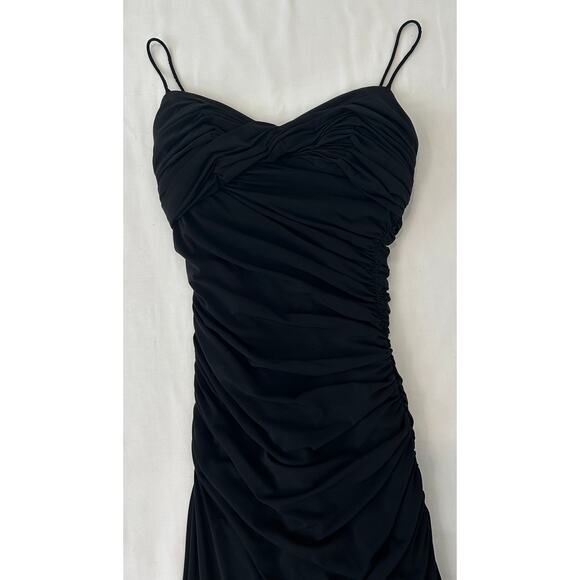 Pamela Dennis women's Black Ruched Spaghetti Strap Floor Length Evening Gown - Picture 2 of 3